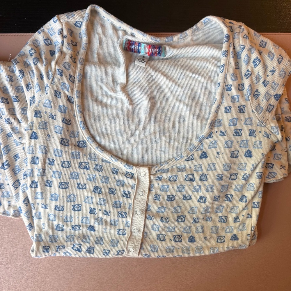 Urban Outfitters Flowy Seashell Print Mini Dress Size Small Coastal Vacation